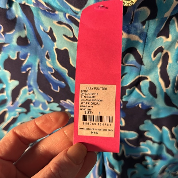 Lilly Pulitzer sz 8 Callahan Knit Short In Too Deep NWT Colorful stretchy Shorts - Picture 3 of 6